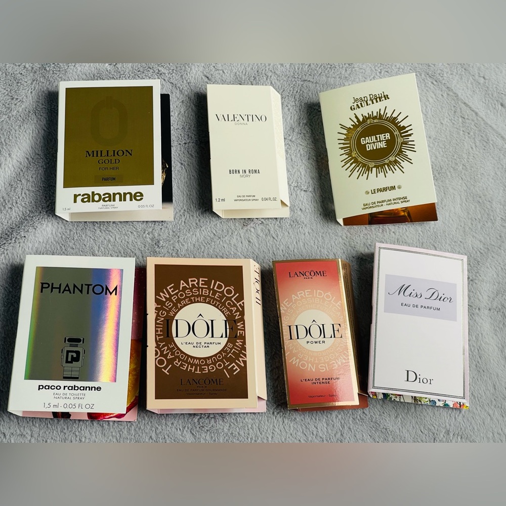7x Assorted samples fragrances  rabanne,Valentino, Lancôme, Dior& Jean Paul